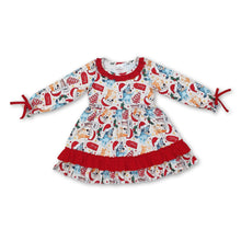 Load image into Gallery viewer, Christmas tree cake milk dog kids girls ruffle dresses