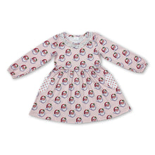 Load image into Gallery viewer, Long sleeves pink santa ruffle baby girls Christmas dress