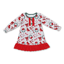Load image into Gallery viewer, Long sleeves bows baby girls Christmas night dress