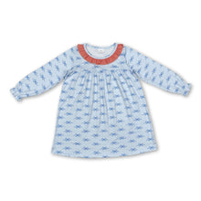 Load image into Gallery viewer, Long sleeves light blue bow ruffle kids girls dresses
