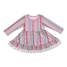 Load image into Gallery viewer, Long sleeves colorful heart ruffle baby girls valentine's dress