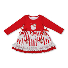 Load image into Gallery viewer, Red santa stripe ruffle kids girls Christmas dresses