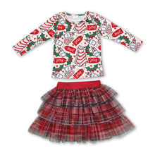 Load image into Gallery viewer, Christmas tree cakes top tulle skirt girls clothing set