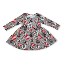 Load image into Gallery viewer, Long sleeves jingle bell green face girls Christmas dresses