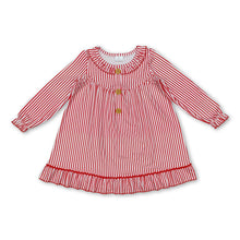 Load image into Gallery viewer, Red stripe ruffle baby girls Christmas night dresses