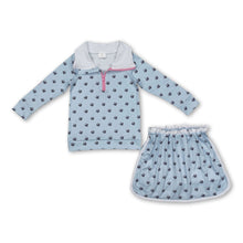 Load image into Gallery viewer, Light blue floral pullover skirt kids girls clothing set