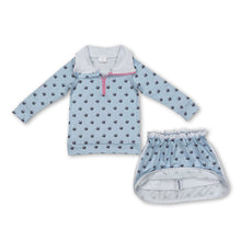 Load image into Gallery viewer, Light blue floral pullover skirt kids girls clothing set