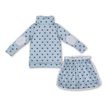 Load image into Gallery viewer, Light blue floral pullover skirt kids girls clothing set