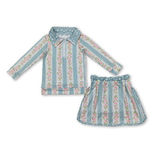 Load image into Gallery viewer, Pink floral stripe pullover skirt kids girls clothing