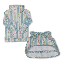Load image into Gallery viewer, Pink floral stripe pullover skirt kids girls clothing