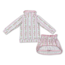 Load image into Gallery viewer, Pink stripe floral pullover skirt kids girls clothing set
