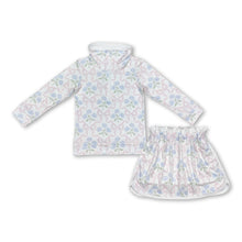 Load image into Gallery viewer, Pink bow floral pullover skirt kids girls clothing set