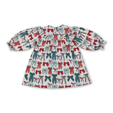Load image into Gallery viewer, Red green bow long sleeves girls Christmas dress