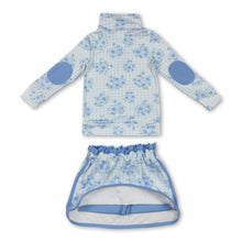 Load image into Gallery viewer, Long sleeves light blue floral pullover skirt girls clothes
