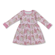 Load image into Gallery viewer, Pink bow long sleeves Christmas tree cake girls dresses