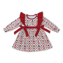 Load image into Gallery viewer, Long sleeves santa deer bow baby girls Christmas dresses