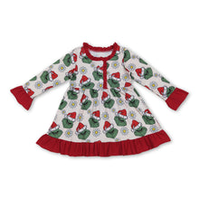 Load image into Gallery viewer, Christmas hat floral green face kids girls night dresses