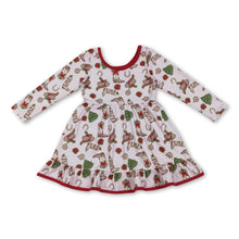 Load image into Gallery viewer, Christmas tree bow boots ruffle kids girls dresses