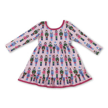 Load image into Gallery viewer, Pink long sleeves ballet ruffle kids girls Christmas dress