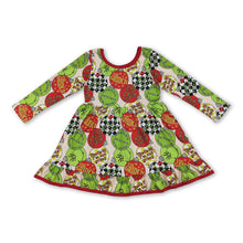 Load image into Gallery viewer, Green face ornaments girls ruffle Christmas dress