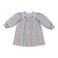 Load image into Gallery viewer, Long sleeves colorful stripe heart girls Valentine's dress