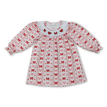 Load image into Gallery viewer, Long sleeves heart bow embroidery girls Valentine's dress