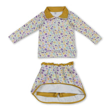 Load image into Gallery viewer, purple yellow green leopard pullover skirt kids girls Mardi Gras set
