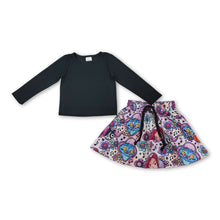 Load image into Gallery viewer, Long sleeves top music skirt kids girls clothing set