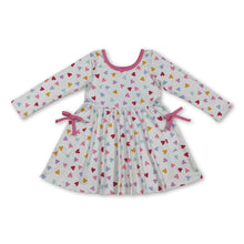 Load image into Gallery viewer, Long sleeves colorful heart pockets girls Valentine's dress