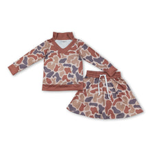 Load image into Gallery viewer, Long sleeves camo top skirt girls clothing set