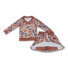 Load image into Gallery viewer, Long sleeves camo top skirt girls clothing set