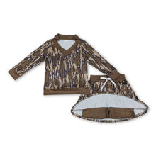 Load image into Gallery viewer, Long sleeves olive camo top skirt girls clothing set