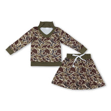 Load image into Gallery viewer, Long sleeves brown camo top skirt girls clothing set