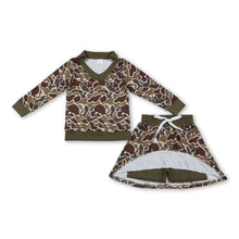 Load image into Gallery viewer, Long sleeves brown camo top skirt girls clothing set