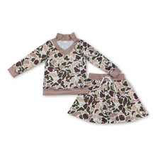 Load image into Gallery viewer, Long sleeves hunting camo top skirt girls clothing set