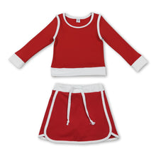 Load image into Gallery viewer, Long sleeves red top skirt kids girls active yoga outfits