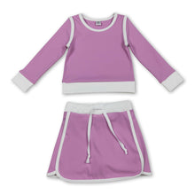 Load image into Gallery viewer, Long sleeves solid top skirt kids girls active outfits