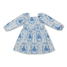 Load image into Gallery viewer, Long sleeves stripe bow castle kids girls dresses