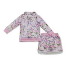 Load image into Gallery viewer, Long sleeves floral zipper pullover shorts kids girls outfits