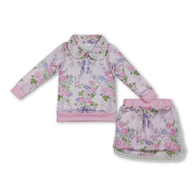 Load image into Gallery viewer, Long sleeves floral zipper pullover shorts kids girls outfits