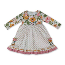 Load image into Gallery viewer, Long sleeves floral pockets ruffle girls dresses