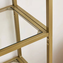 Load image into Gallery viewer, Modern Gold Metal Arched Top Display Rack Bookcase with 5 Glass Storage Shelves