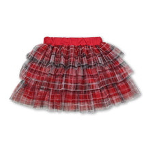 Load image into Gallery viewer, Red plaid ruffle kids girls tulle Christmas skirt