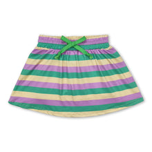 Load image into Gallery viewer, Yellow purple green stripe girls mardi gras skirt