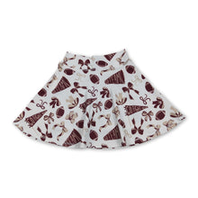Load image into Gallery viewer, Maroon bow football go team kids girls activewear skirt