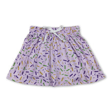 Load image into Gallery viewer, Purple green yellow ice cream sprinkle girls Mardi Gras skirt