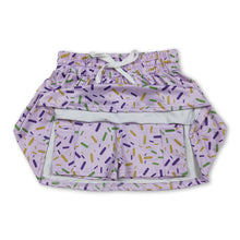 Load image into Gallery viewer, Purple green yellow ice cream sprinkle girls Mardi Gras skirt