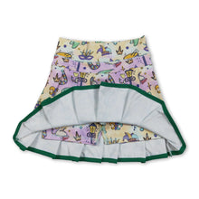 Load image into Gallery viewer, Donut crocodile kids girls Mardi Gras pleated yoga skirt