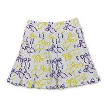 Load image into Gallery viewer, Purple yellow bow kids girls Mardi Gras pleated skirt