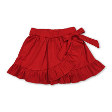 Load image into Gallery viewer, Red bow ruffle kids girls summer active yoga skirt